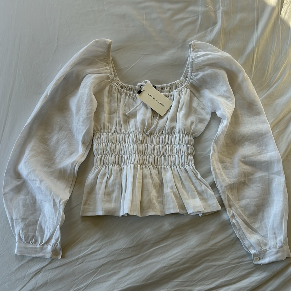 Faithfull the Brand Bellano Linen Top, Size S, NWT!